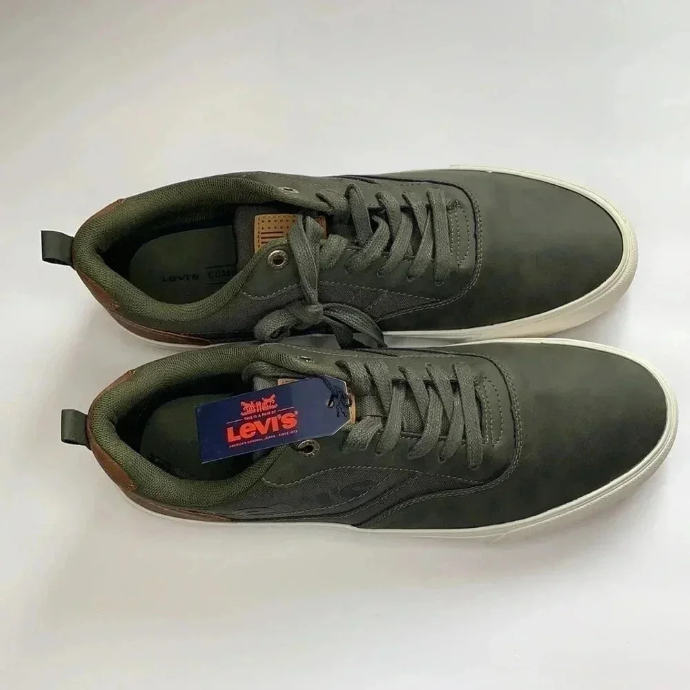 Levi’s Lance Casual Lace Up Sneakers Olive Tan Men’s Sz 12 New